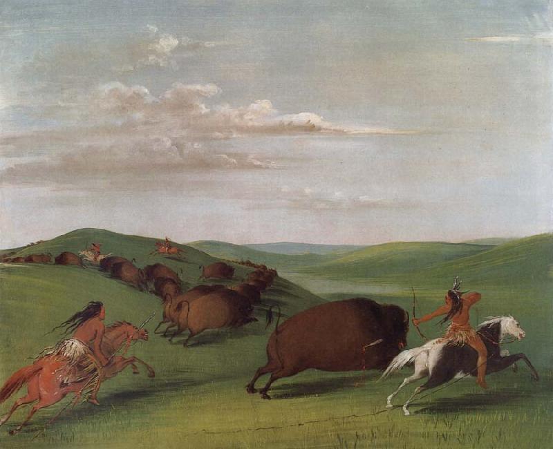 George Catlin Buffalo Chase with Bows and Lances oil painting image